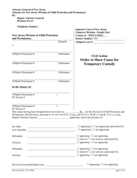 Document preview: Form 10260 Order to Show Cause for Temporary Custody - New Jersey