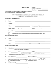 Form CFB008 New York Used Car Lemon Law Arbitration Program Request for Arbitration Form - New York, Page 2