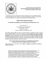 Document preview: Form CFB006 The Excess Wear & Damage Lemon Law Request for Arbitration Form - New York