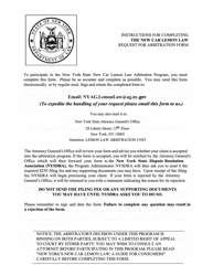 Form CFB007 New York New Car Lemon Law Arbitration Program Request for Arbitration Form - New York