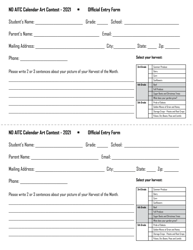 Nd Aitc Calendar Art Contest Official Entry Form - North Dakota, Page 4