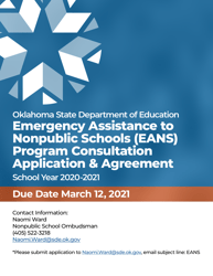 &quot;Emergency Assistance to Nonpublic Schools (Eans) Program Consultation Application &amp; Agreement&quot; - Oklahoma