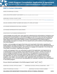 &quot;Emergency Assistance to Nonpublic Schools (Eans) Program Consultation Application &amp; Agreement&quot; - Oklahoma, Page 2