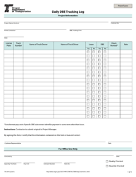Form 734-2916 &quot;Daily Dbe Trucking Log&quot; - Oregon