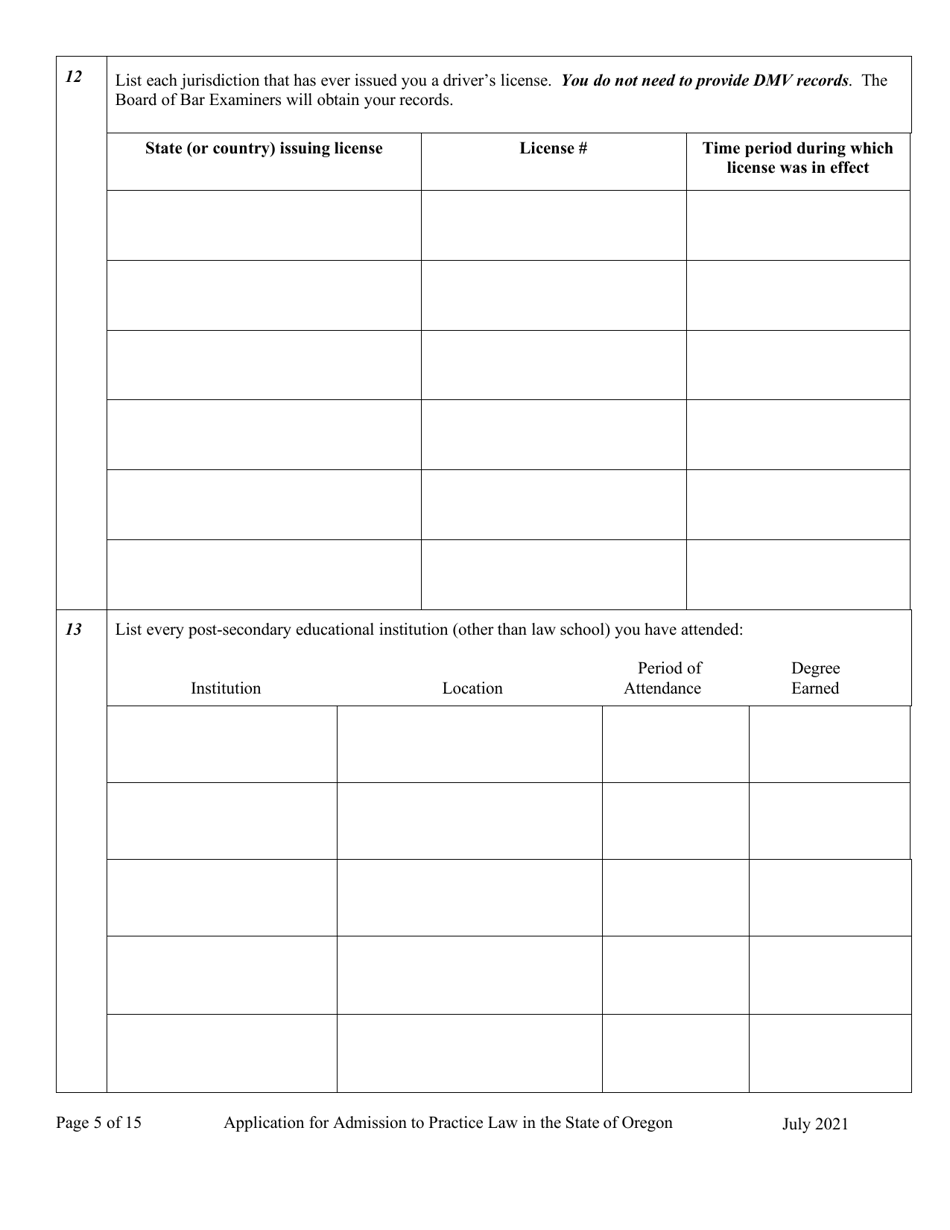 Applications - Bar Exam - Oregon, Page 10