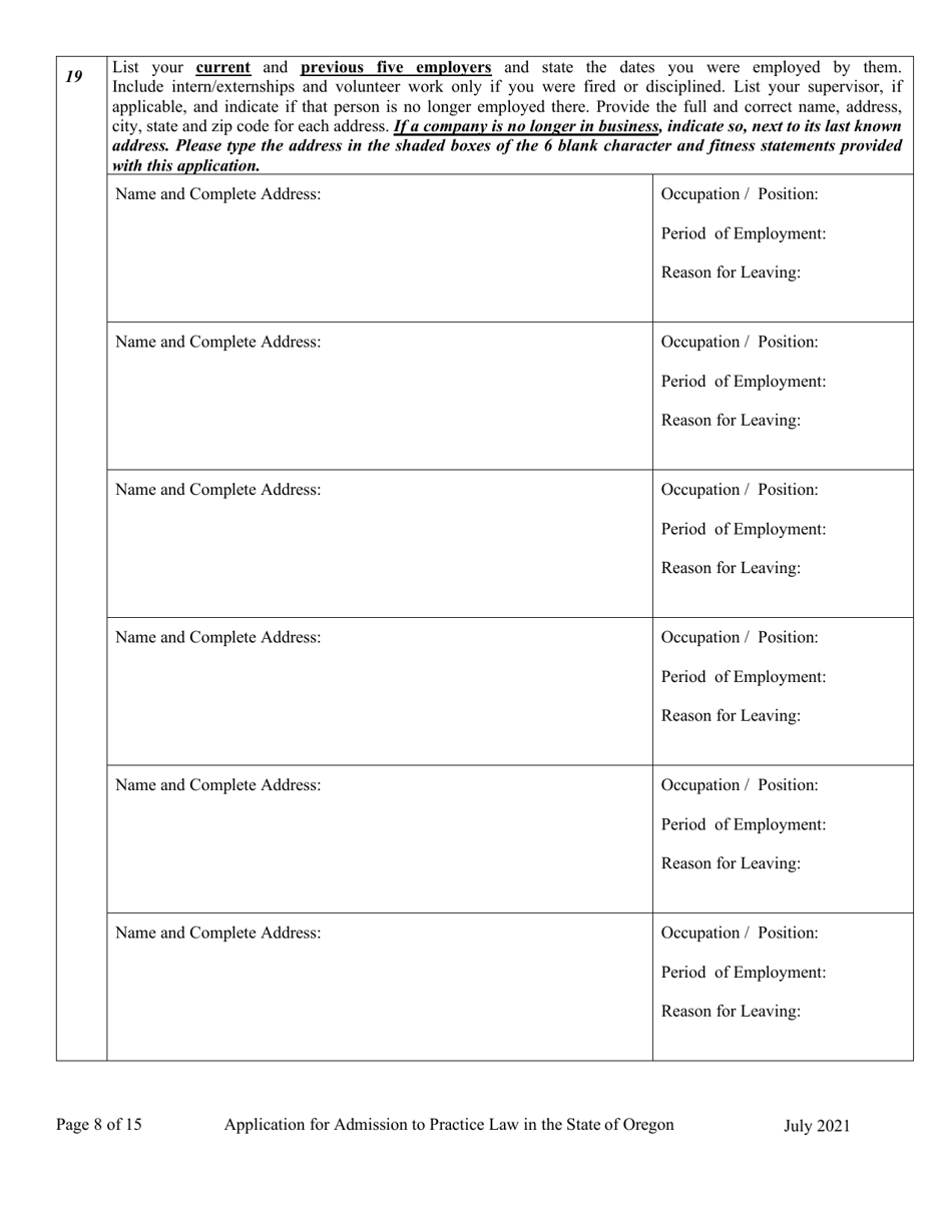 Applications - Bar Exam - Oregon, Page 13
