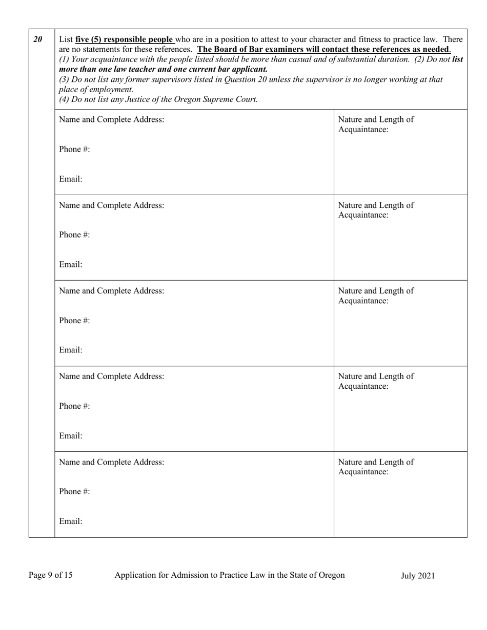 Applications - Bar Exam - Oregon, Page 14