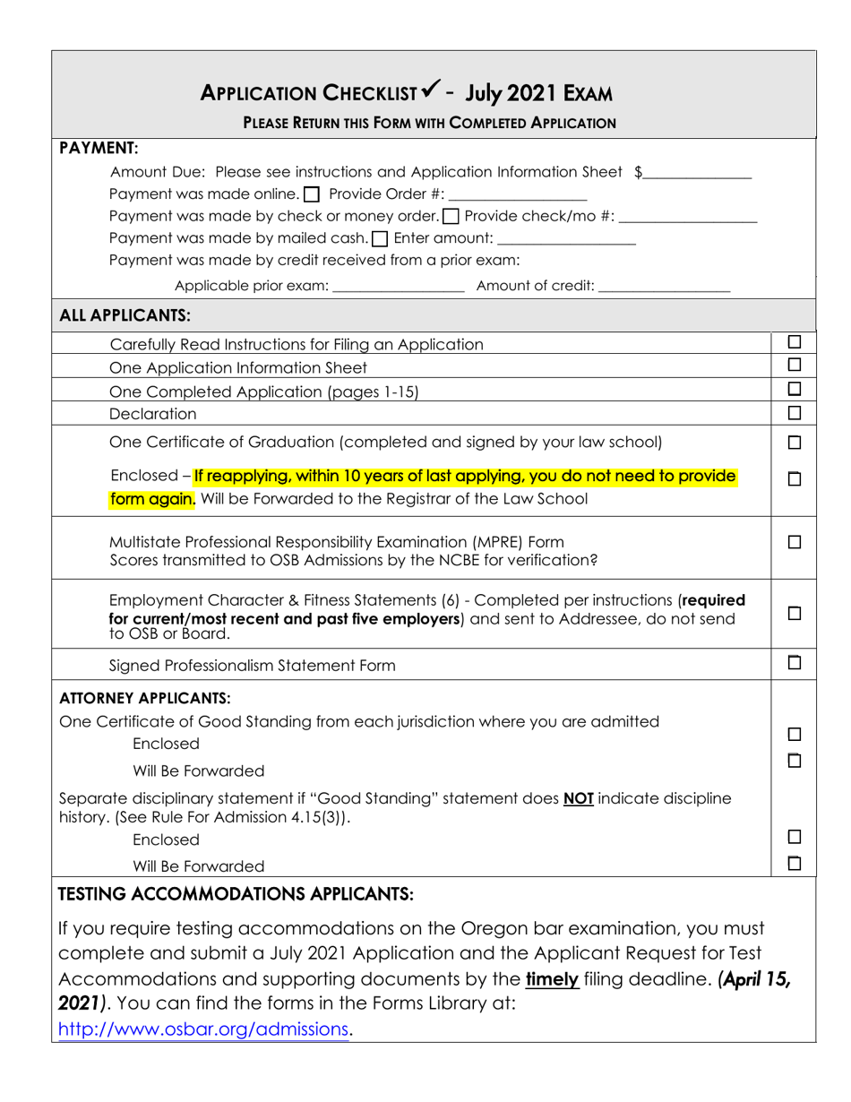 Applications - Bar Exam - Oregon, Page 4
