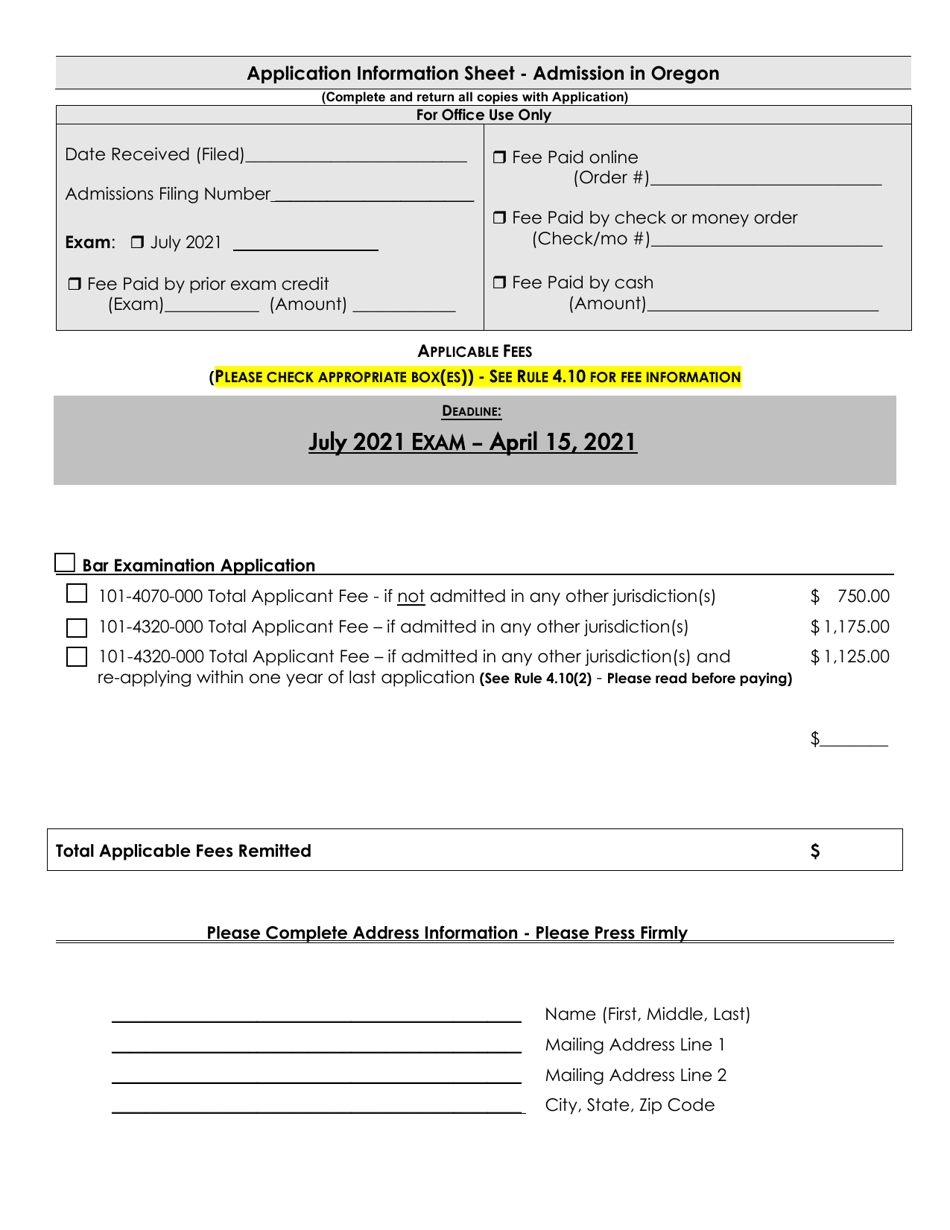 Applications - Bar Exam - Oregon, Page 5