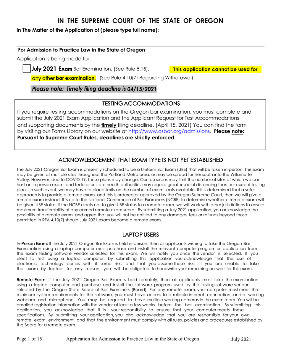 Applications - Bar Exam - Oregon, Page 6