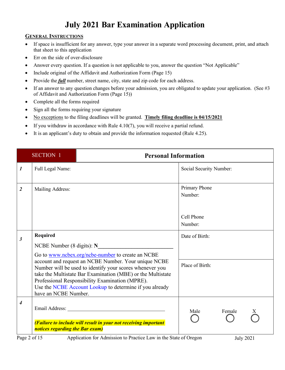Applications - Bar Exam - Oregon, Page 7