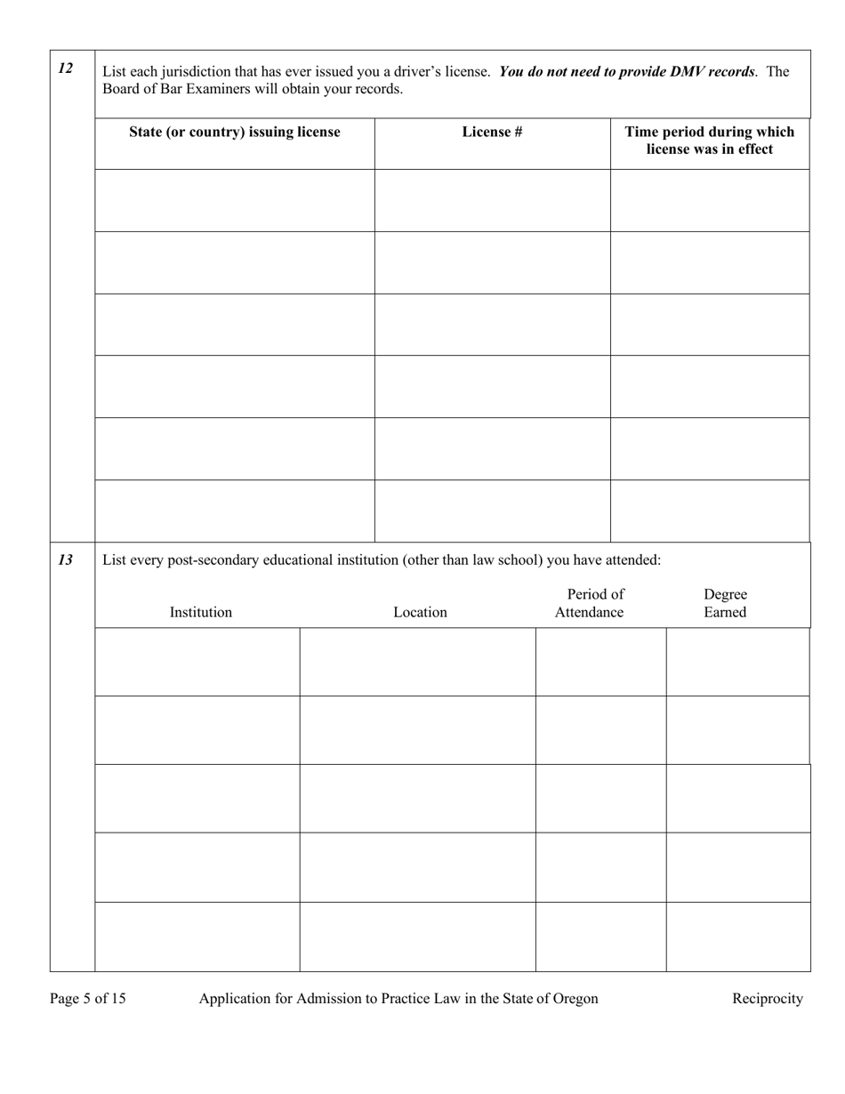 Applications - Reciprocity - Oregon, Page 10