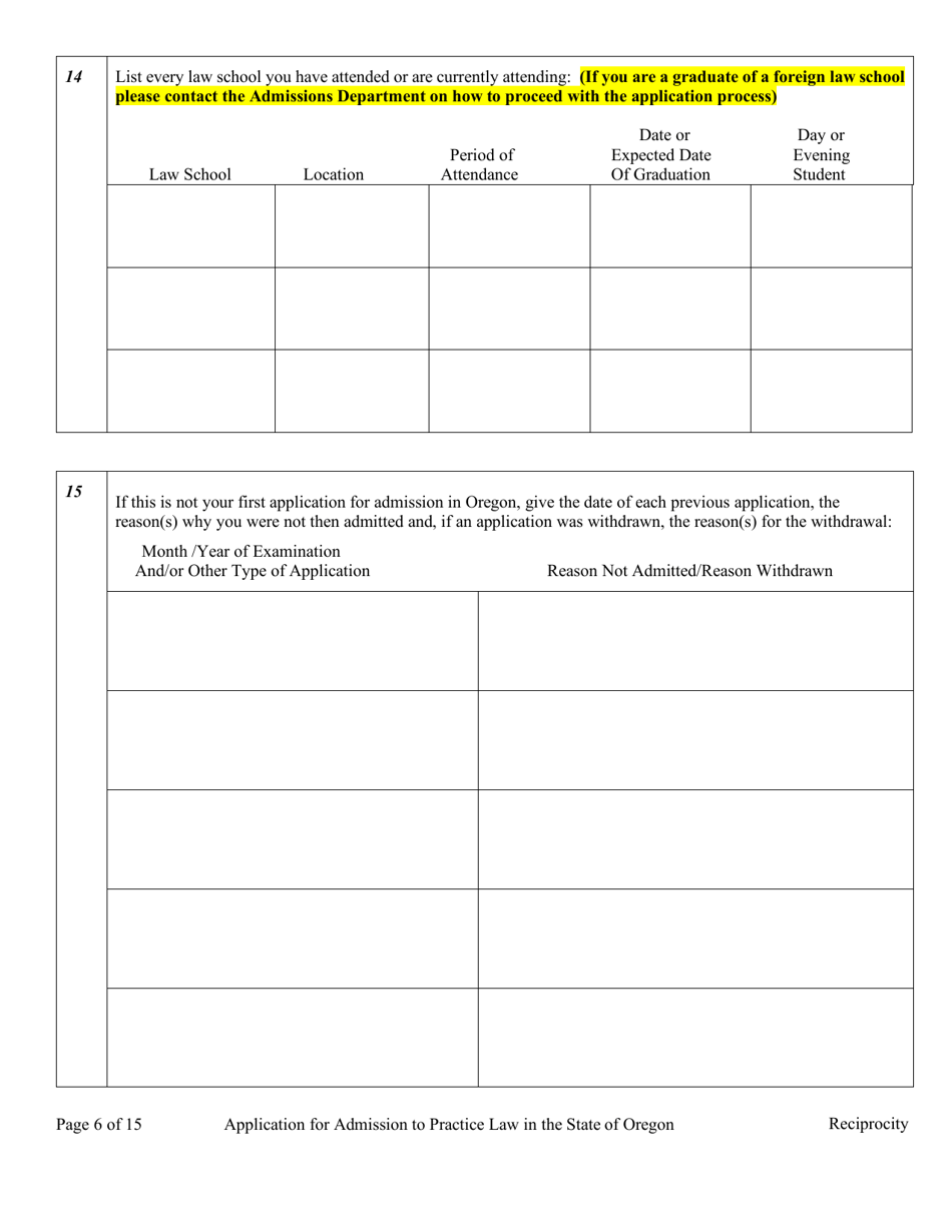 Applications - Reciprocity - Oregon, Page 11