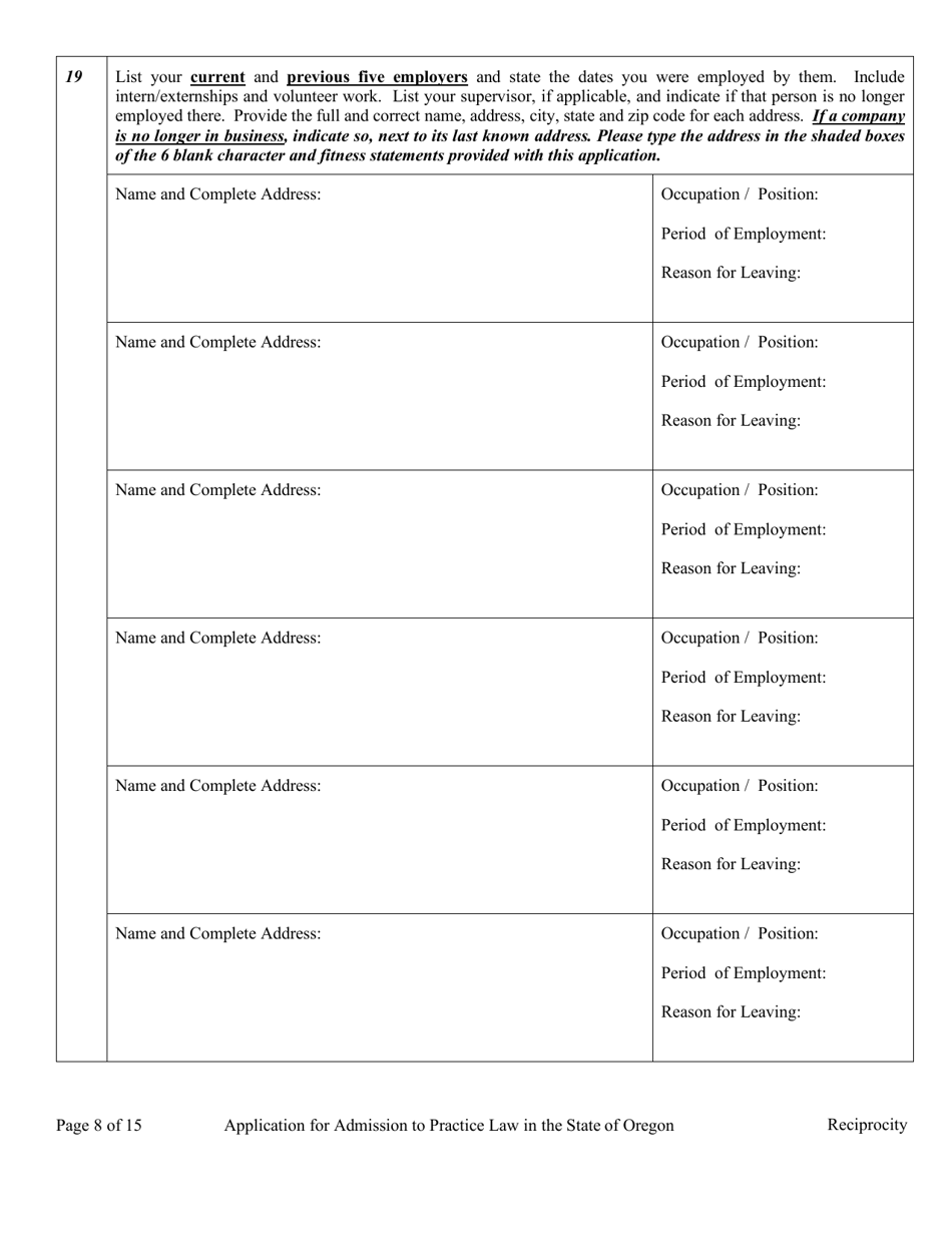 Applications - Reciprocity - Oregon, Page 13