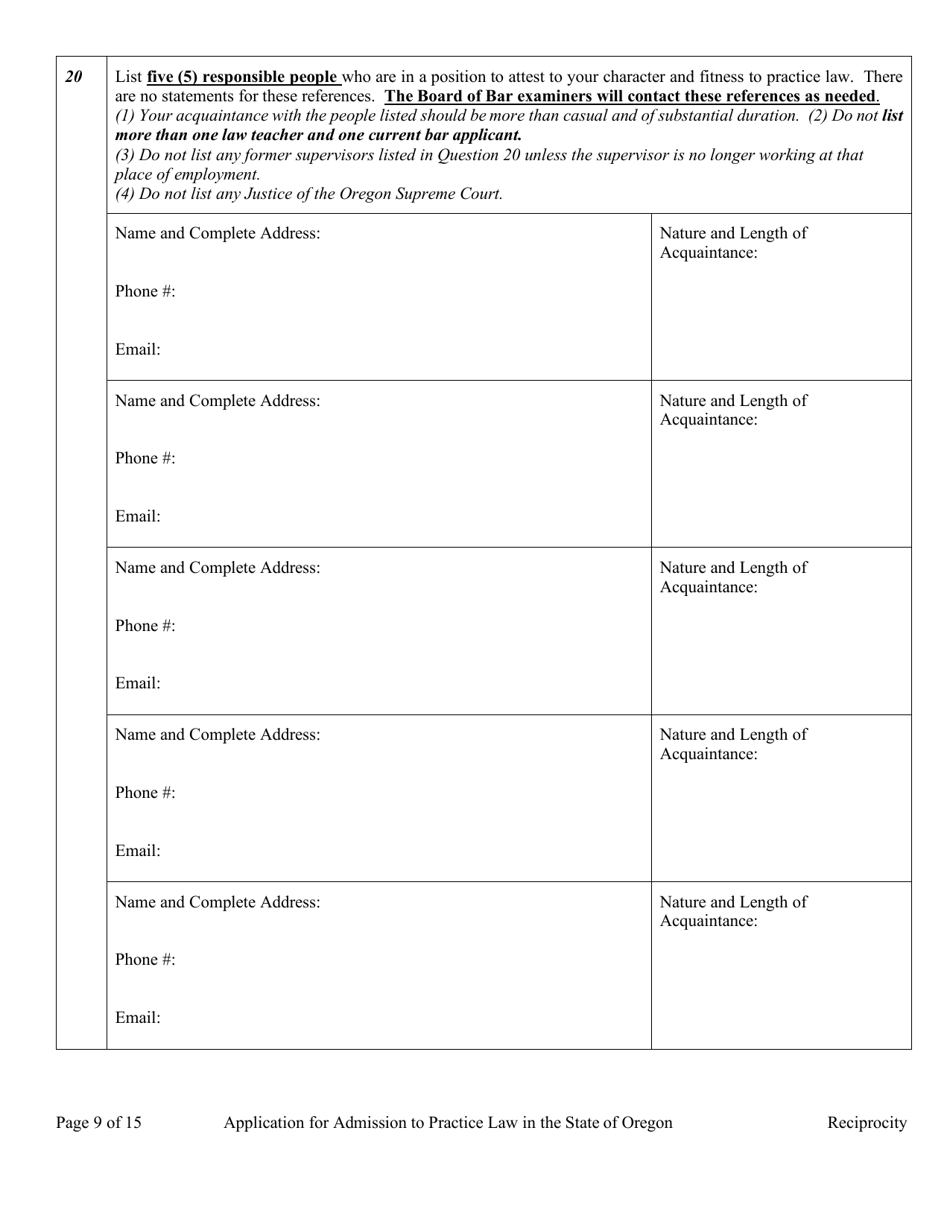 Applications - Reciprocity - Oregon, Page 14