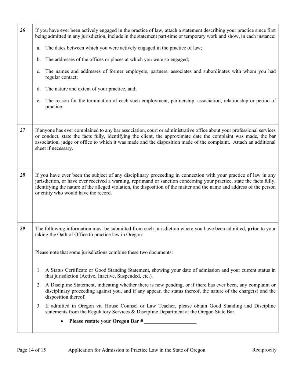 Applications - Reciprocity - Oregon, Page 19
