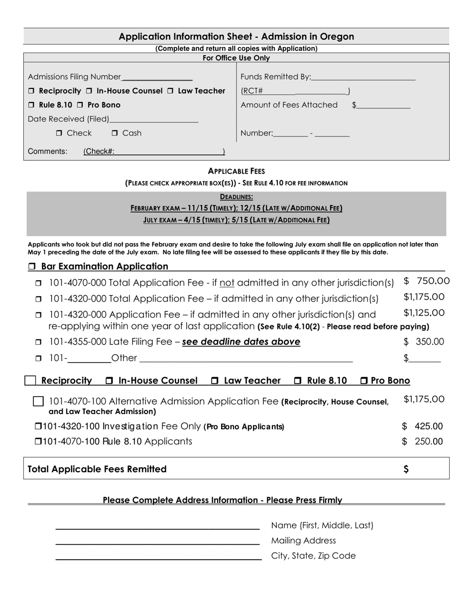 Applications - Reciprocity - Oregon, Page 5