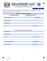 Document preview: Form 2080DE New Economy Jobs Program Application - Delaware