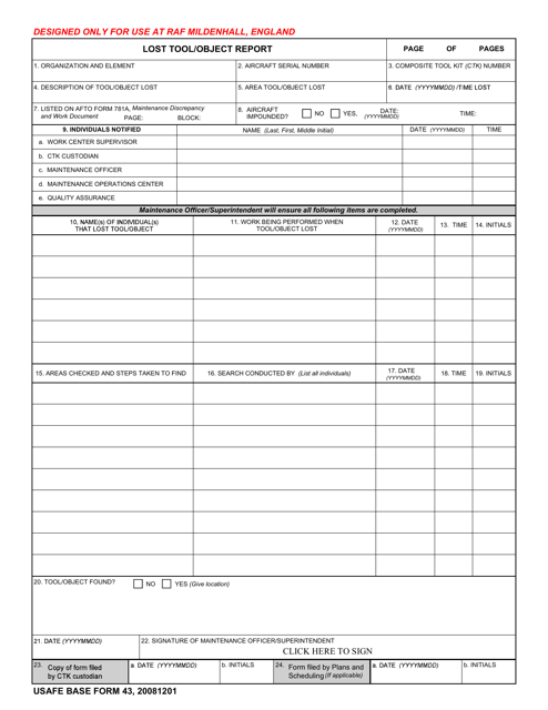 USAFE BASE Form 43  Printable Pdf