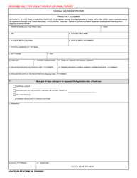 USAFE BASE Form 99 &quot;Vehicle De-registration&quot;
