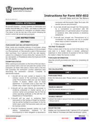 Form REV-832 Aircraft Sales and Use Tax Return - Pennsylvania, Page 3