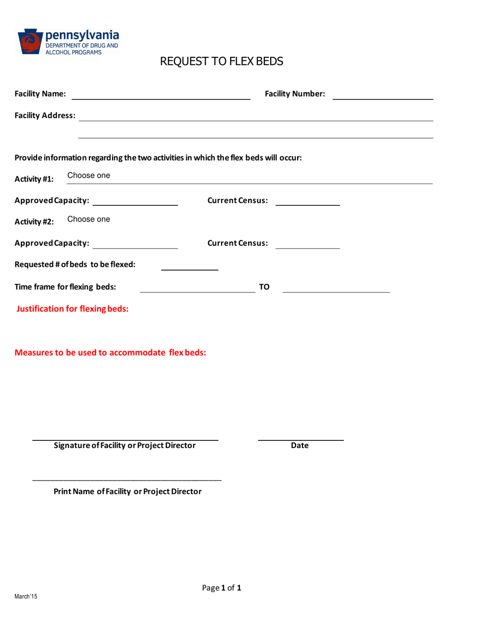 Request to Flex Beds - Pennsylvania, Page 1
