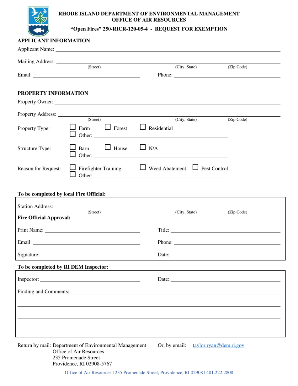 Request for Exemption - Rhode Island, Page 2