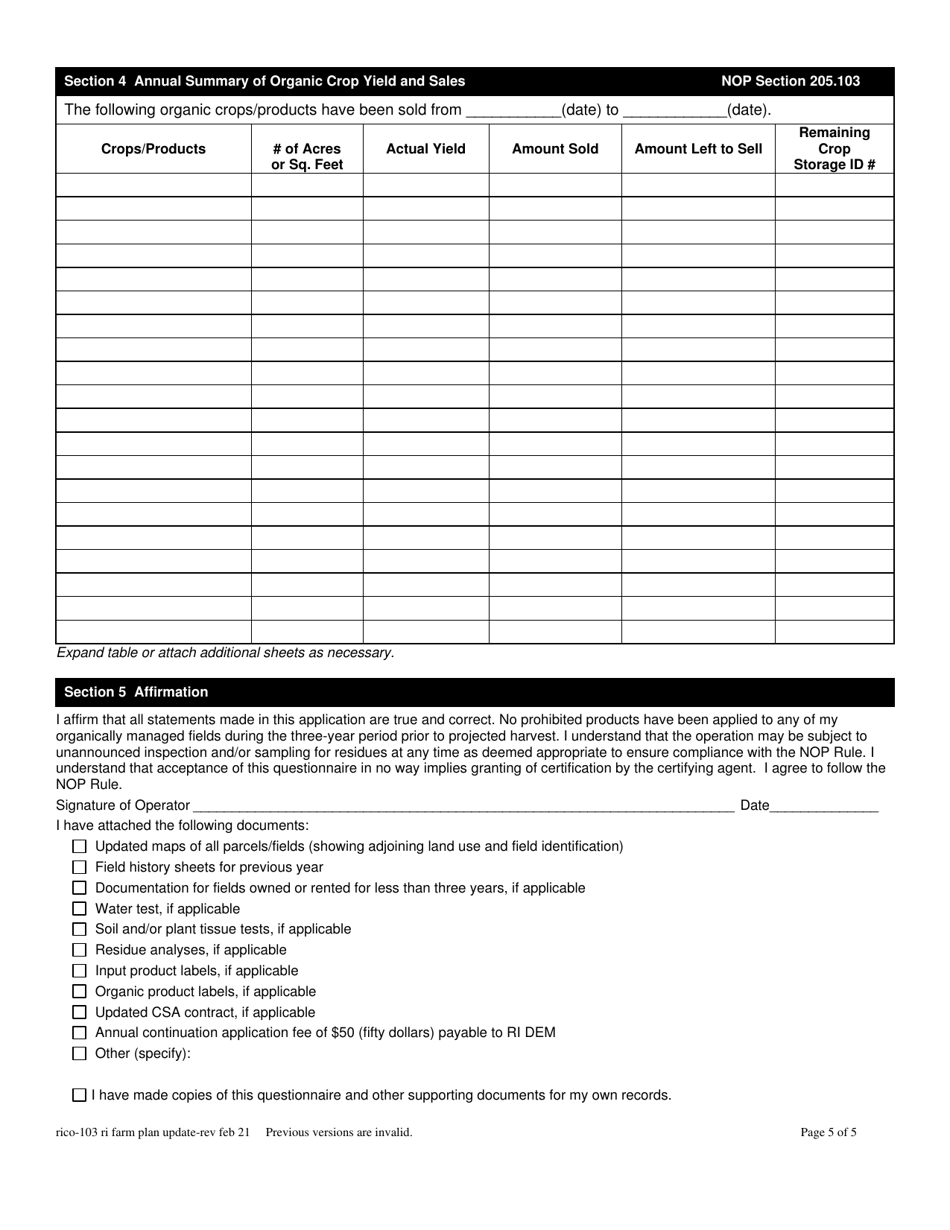 RICO Form 103 Download Printable PDF or Fill Online Ri Certified ...