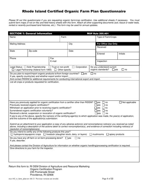 RICO Form 102  Printable Pdf