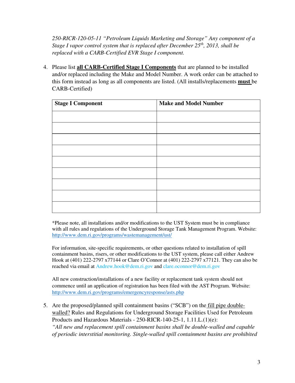 Stage I Installation / Substantial Modification Notification - Rhode Island, Page 3