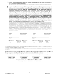 Form LB-1098 Solicitud De Audiencia - Tennessee (English/Spanish), Page 2