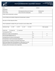 Document preview: Form ROW-U-AGMNTCHECK Utility Accommodation/Adjustment Checklist - Texas