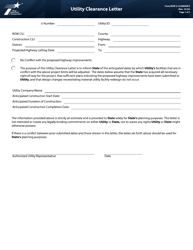 Document preview: Form ROW-U-CLEARANCE Utility Clearance Letter - Texas