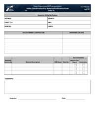 Document preview: Form ROW-U-BAV Utility Coordination Buy America Verification Form - Texas