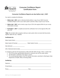 DOH Form 331-203 Consumer Confidence Report Certification Form - Washington