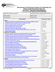 Document preview: Form REV81 1015A Annual Tax Performance Report for Preferential Tax Rates/Credits/Exemptions/Deferrals Worksheet - Washington, 2019