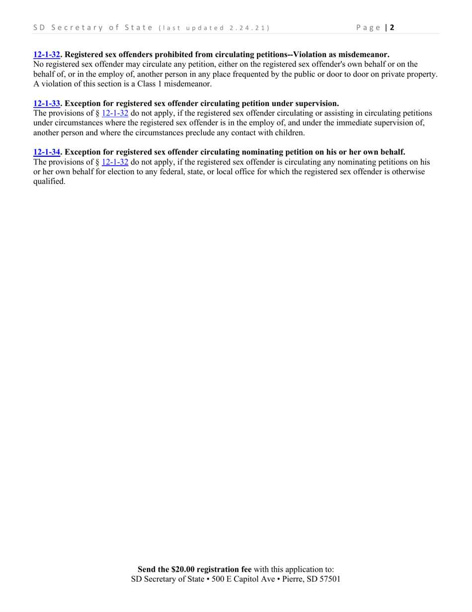 Paid Petition Circulator Application - South Dakota, Page 2