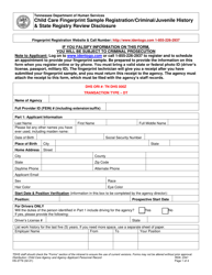 Form HS-2779 &quot;Child Care Fingerprint Sample Registration/Criminal/Juvenile History &amp; State Registry Review Disclosure&quot; - Tennessee