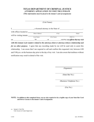 Form I-163 &quot;Attorney Application to Visit Tdcj Inmate&quot; - Texas