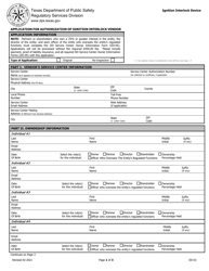 Form IID-01 Application for Authorization of Ignition Interlock Vendor - Texas