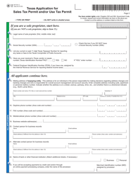 Form AP-201 &quot;Texas Application for Texas Sales and Use Tax Permit&quot; - Texas, Page 2