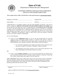 Overtime Compensation Election/Agreement for Flsa Non Exempt Employees - Utah