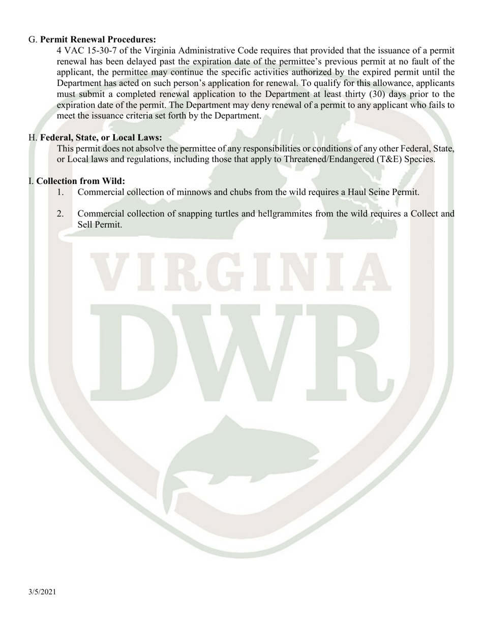 Application for Permit to Hold and Sell Certain Fish, Snakes, Snapping Turtles,  Hellgrammites for Sale - Virginia, Page 8