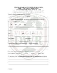 Document preview: Falconry Permit Application - Virginia