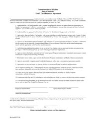Document preview: Bank of America gold Card Employee Agreement - Virginia
