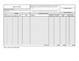 Document preview: Purchase Card Log Sheet - Virginia