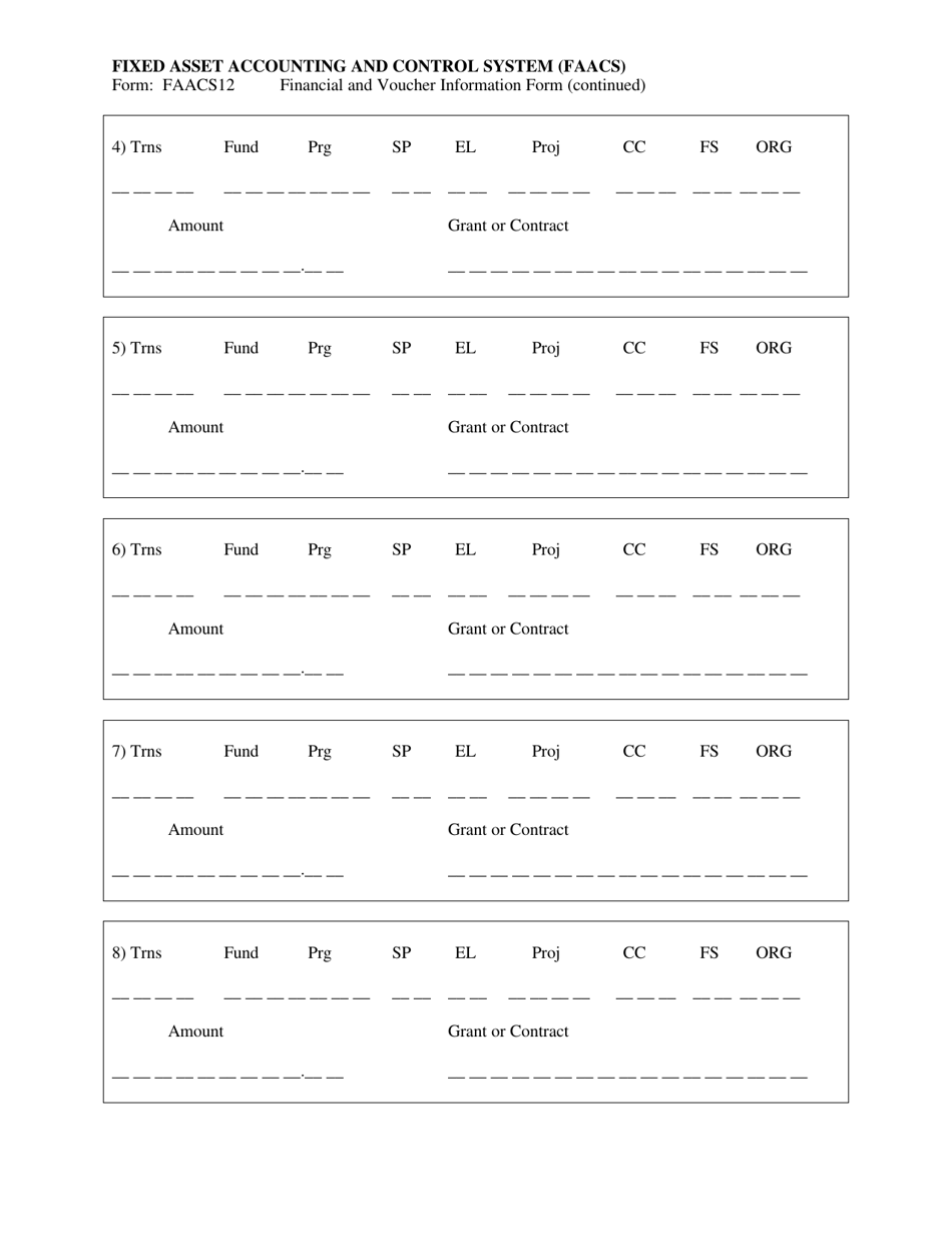 Form FAACS12 Financial and Voucher Information Form (Basis Input) - Virginia, Page 2