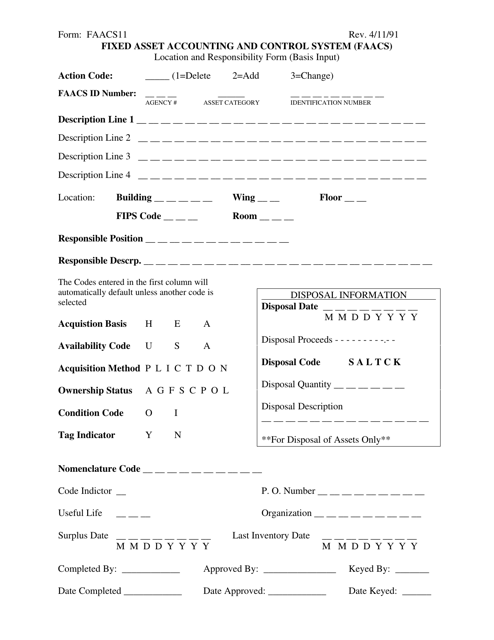 Form FAACS11  Printable Pdf