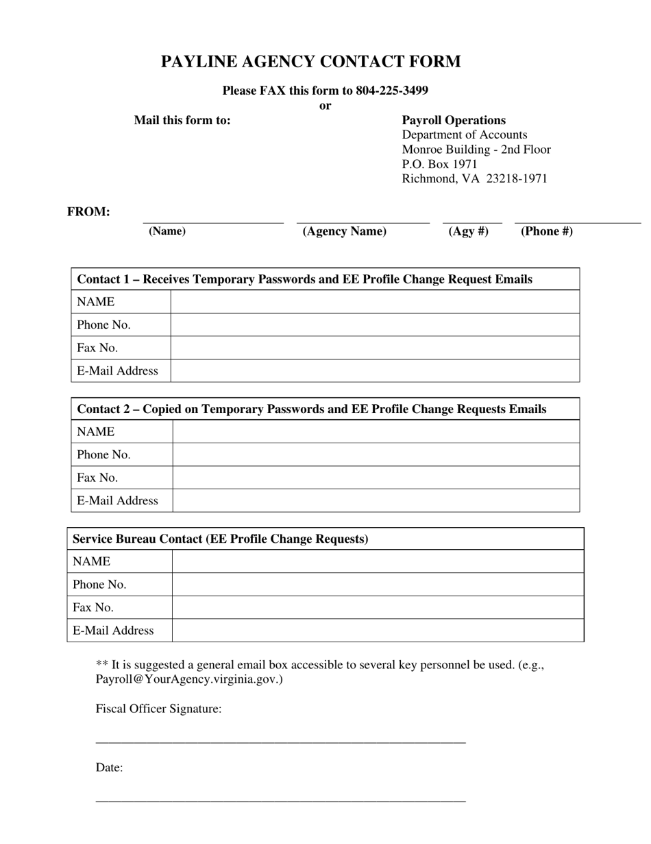 Payline Agency Contact Form - Virginia, Page 1