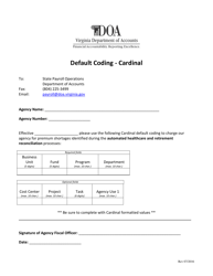 Document preview: Cardinal Automated Reconcilation Default Coding - Virginia